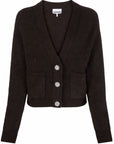 Ganni Crystal Button Knit Alpaca Wool V-Neck Cardigan K1702