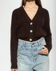 Ganni Crystal Button Knit Alpaca Wool V-Neck Cardigan K1702