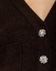 Ganni Crystal Button Knit Alpaca Wool V-Neck Cardigan K1702