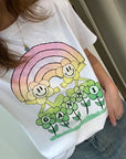 Ganni Relaxed Rainbow Short Sleeve White Cotton T-shirt T3429