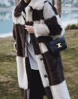 Stand Studio Nino Brown/Beige Check Faux Fur Coat