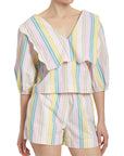 Ganni Multicolor Stripe Cotton Rhythm Collar Blouse F7767