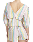 Ganni Multicolor Stripe Cotton Rhythm Collar Blouse F7767