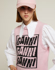 Ganni Logo Wool Pink Knit Vest K1762
