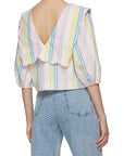 Ganni Multicolor Stripe Cotton Rhythm Collar Blouse F7767