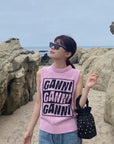 Ganni Logo Wool Pink Knit Vest K1762