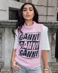 Ganni Logo Wool Pink Knit Vest K1762