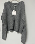 Ganni Soft Wool Alpaca V-Neck Grey Knit Cardigan K1842