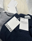Ganni Soft Wool Alpaca V-Neck Grey Knit Cardigan K1842