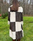 Stand Studio Nino Brown/Beige Check Faux Fur Coat