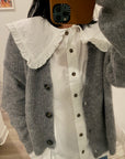Ganni Soft Wool Alpaca V-Neck Grey Knit Cardigan K1842