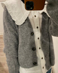 Ganni Soft Wool Alpaca V-Neck Grey Knit Cardigan K1842