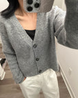 Ganni Soft Wool Alpaca V-Neck Grey Knit Cardigan K1842