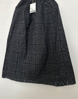 GANNI Broderie Cutout Anglaise Cotton Black A-Line Midi Skirt F7807