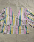 Ganni Multicolor Stripe Cotton Rhythm Collar Blouse F7767