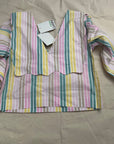 Ganni Multicolor Stripe Cotton Rhythm Collar Blouse F7767