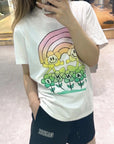 Ganni Relaxed Rainbow Short Sleeve White Cotton T-shirt T3429