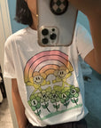 Ganni Relaxed Rainbow Short Sleeve White Cotton T-shirt T3429
