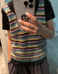 Ganni Multicolor Striped Mohair Knit Vest K1863