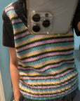 Ganni Multicolor Striped Mohair Knit Vest K1863