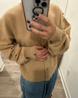 Extreme Cashmere 170 Chou Crewneck Button Cardigan Camel