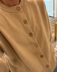 Extreme Cashmere 170 Chou Crewneck Button Cardigan Camel