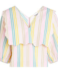 Ganni Multicolor Stripe Cotton Rhythm Collar Blouse F7767