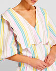Ganni Multicolor Stripe Cotton Rhythm Collar Blouse F7767
