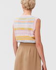 Ganni Graphic Multicolor V-Neck Wool Knit Vest K1758