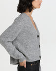 Ganni Soft Wool Alpaca V-Neck Grey Knit Cardigan K1842