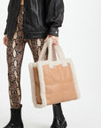 Stand Studio Lolita Quilted Faux Fur Shearling Bag Tote